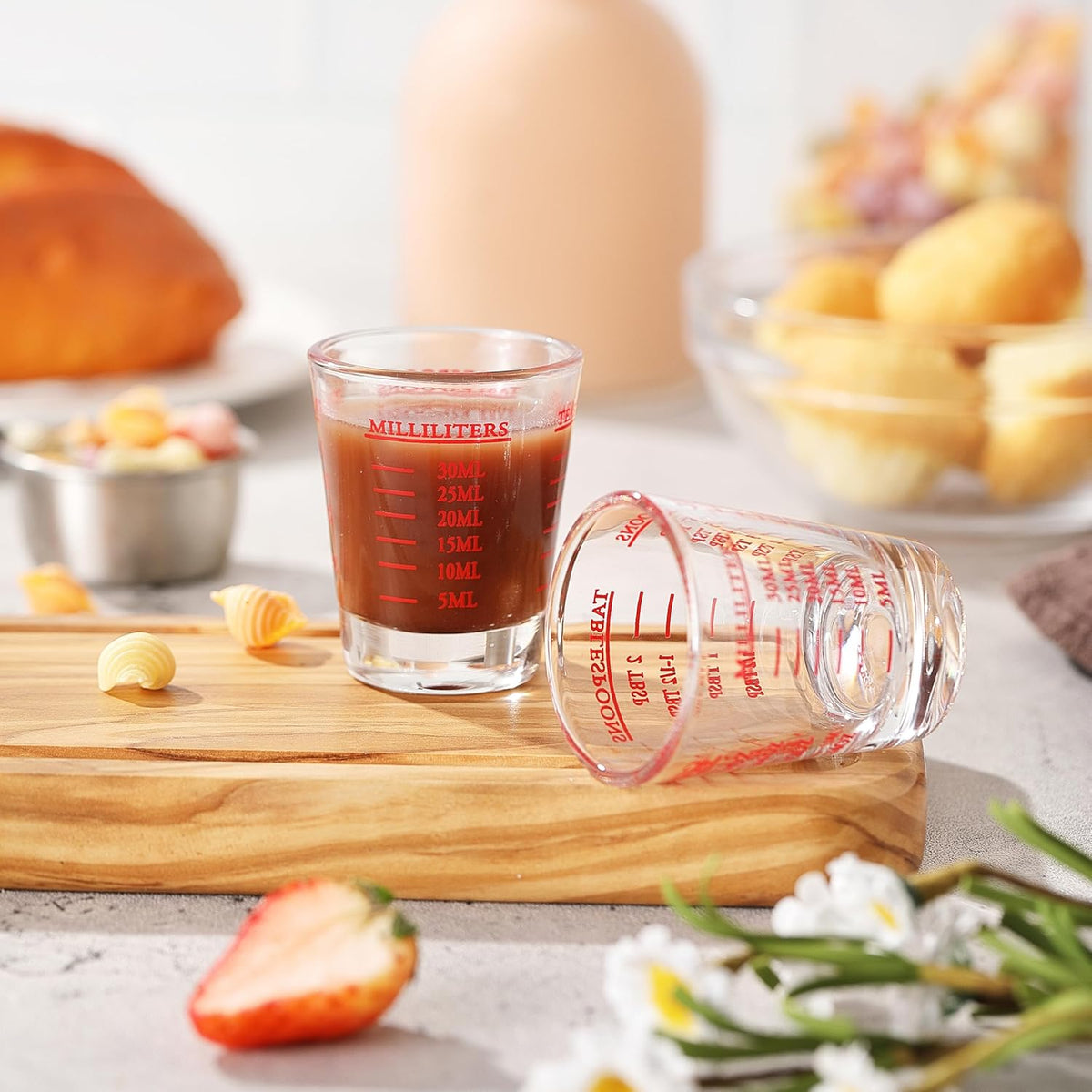 2 Pack Shot Glass Measuring Cup, 1 oz Small Cups for Measure Liquid