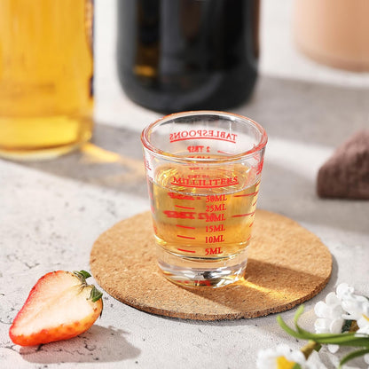2 Pack Shot Glass Measuring Cup, 1 oz Small Cups for Measure Liquid
