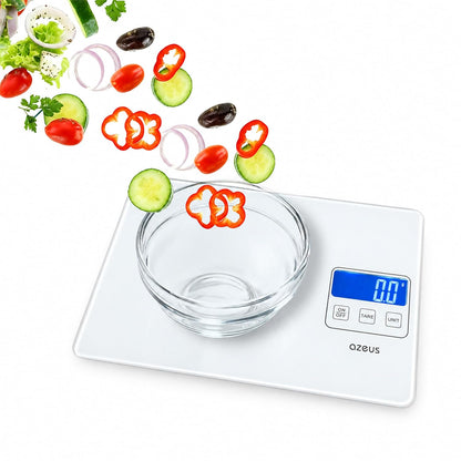 Digital Kitchen Scale, 11 lb, USB Rechargeable, 1 g/0.04 oz, White