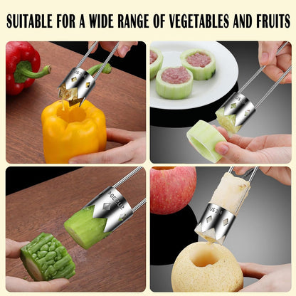 Red Bell Pepper Seed Corer Tool,Stainless Steel Fruit and Vegetable Corer Tool, Creative Bell Pepper Cutter Kitchen Utility Gadgets for Cored Bell Peppers, Apples, Pears