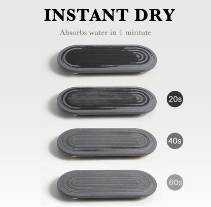 Instant Dry Sink Caddy Organizer – Water Absorbing Stone Tray for Kitchen Bathroom Countertop, Fast Drying Sink Caddy (with Wooden Feet and Natural Loofah, Gray)