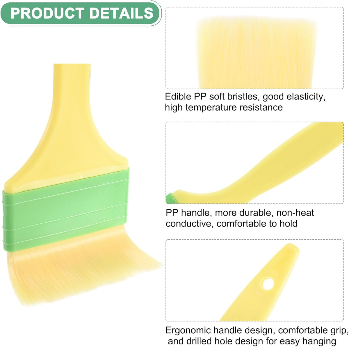 2-Pack Pastry Brush, Soft Basting Baking BBQ Oil Brush for Cooking/Barbecue/Kitchen [3"]