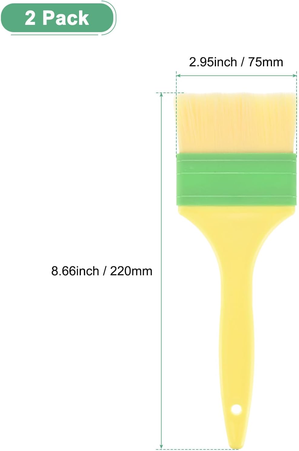 2-Pack Pastry Brush, Soft Basting Baking BBQ Oil Brush for Cooking/Barbecue/Kitchen [3"]