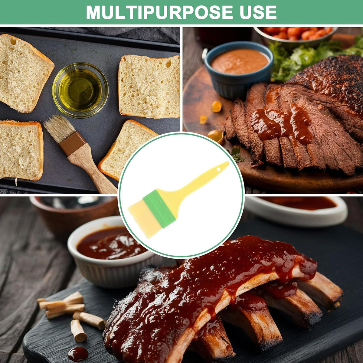 2-Pack Pastry Brush, Soft Basting Baking BBQ Oil Brush for Cooking/Barbecue/Kitchen [3"]