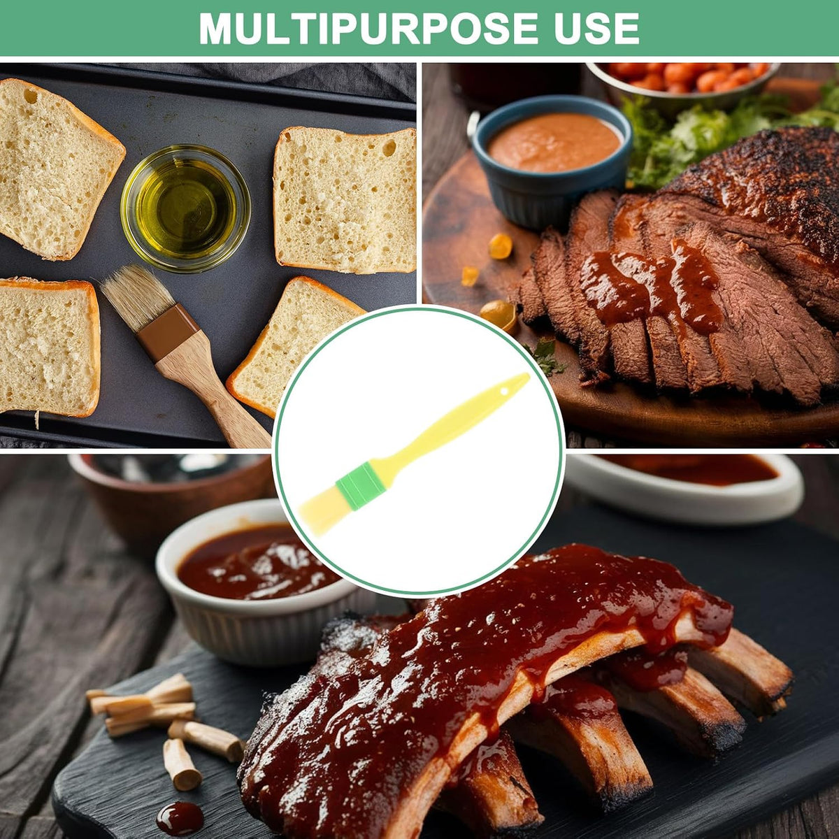 2-Pack Pastry Brush, Soft Basting Baking BBQ Oil Brush for Cooking/Barbecue/Kitchen [3"]