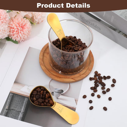 2 PCS Metal Stainless Steel Coffee Scoop Set, 2 Tablespoons Measuring Spoons Ergonomic Measuring Spoon Short Handle Tablespoon Durable Tablespoon Easy to Use and Clean for Ground Coffee Sugar Cereal