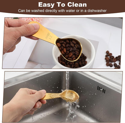 2 PCS Metal Stainless Steel Coffee Scoop Set, 2 Tablespoons Measuring Spoons Ergonomic Measuring Spoon Short Handle Tablespoon Durable Tablespoon Easy to Use and Clean for Ground Coffee Sugar Cereal