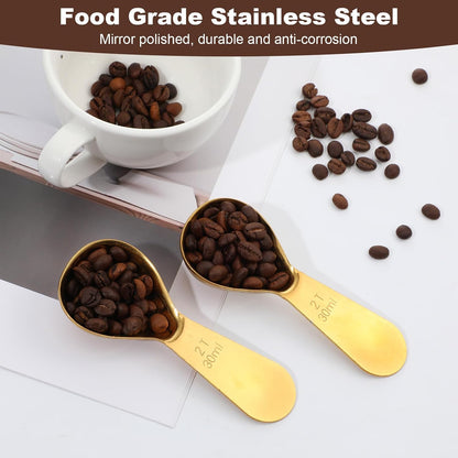 2 PCS Metal Stainless Steel Coffee Scoop Set, 2 Tablespoons Measuring Spoons Ergonomic Measuring Spoon Short Handle Tablespoon Durable Tablespoon Easy to Use and Clean for Ground Coffee Sugar Cereal