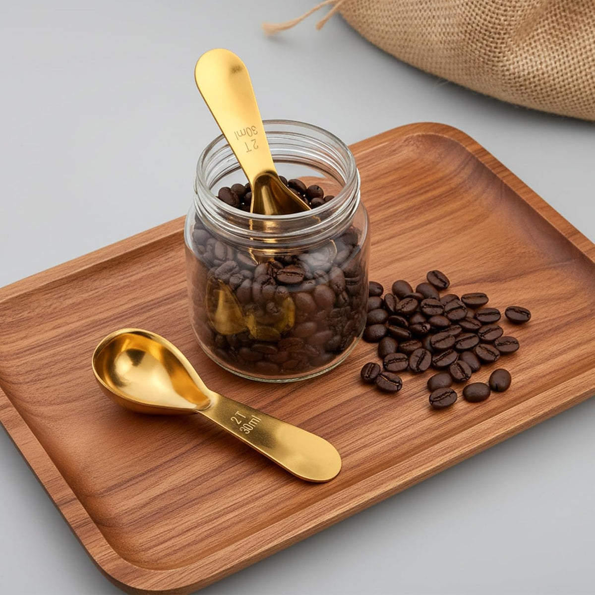 2 PCS Metal Stainless Steel Coffee Scoop Set, 2 Tablespoons Measuring Spoons Ergonomic Measuring Spoon Short Handle Tablespoon Durable Tablespoon Easy to Use and Clean for Ground Coffee Sugar Cereal