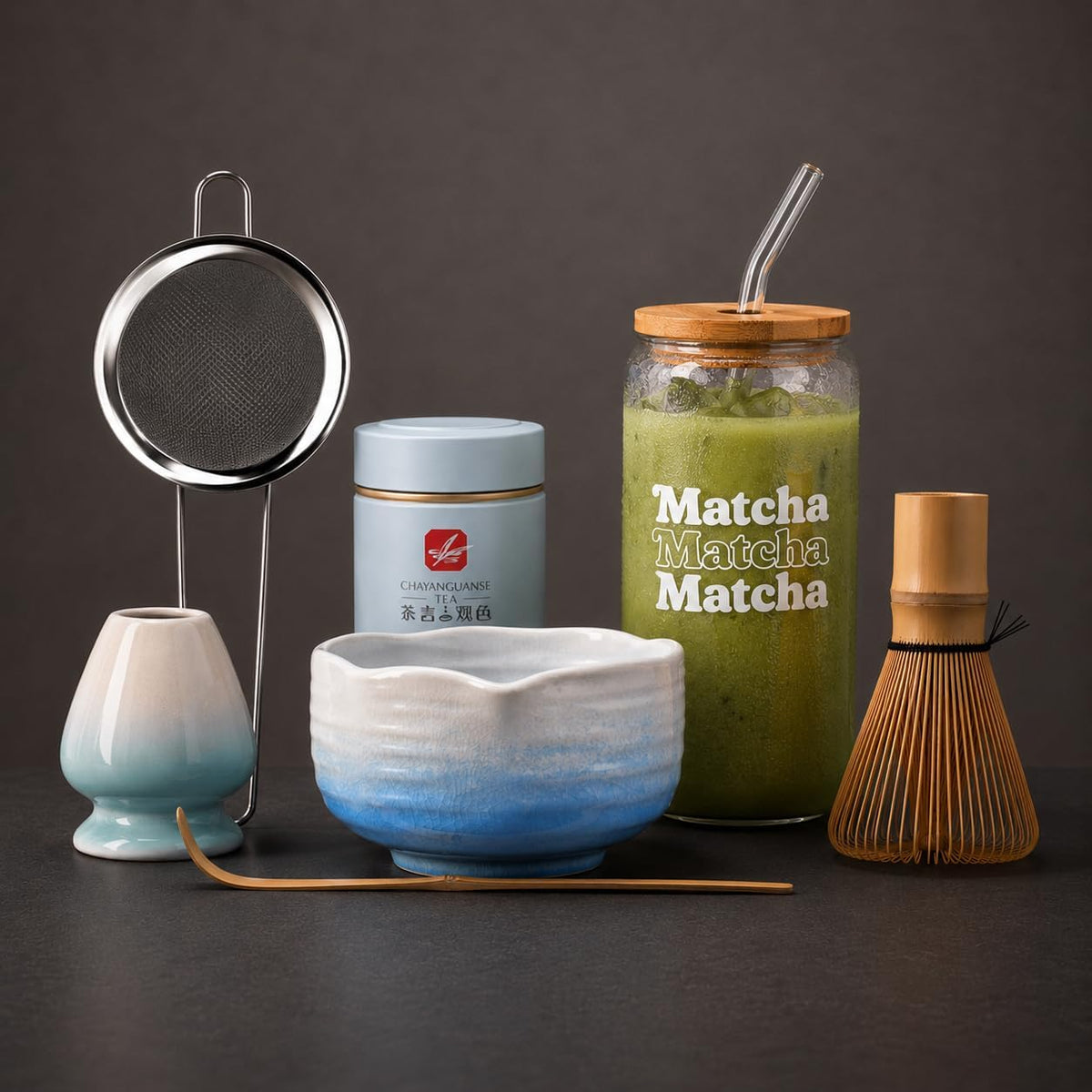 ® MATCHA WHISK SET PREMIUM - Professional Matcha Kit Set with Matcha Bowl, Matcha Whisk, Milk Frother, Spoon, Sifter, Scoop, Stand, Tea Mat, Cloth, Ebook - Matcha Bowl Set