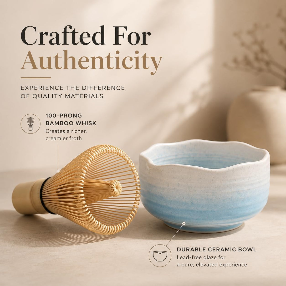 ® MATCHA WHISK SET PREMIUM - Professional Matcha Kit Set with Matcha Bowl, Matcha Whisk, Milk Frother, Spoon, Sifter, Scoop, Stand, Tea Mat, Cloth, Ebook - Matcha Bowl Set