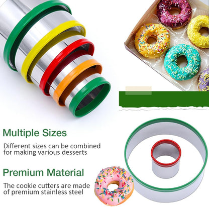 Round Biscuit Cutter Set, 12 Pack Circle Cookie Cutters | Stainless Steel Donut Cutter with Colorful Rubber Coating, Different Sizes for Dough, Fondant, Clay