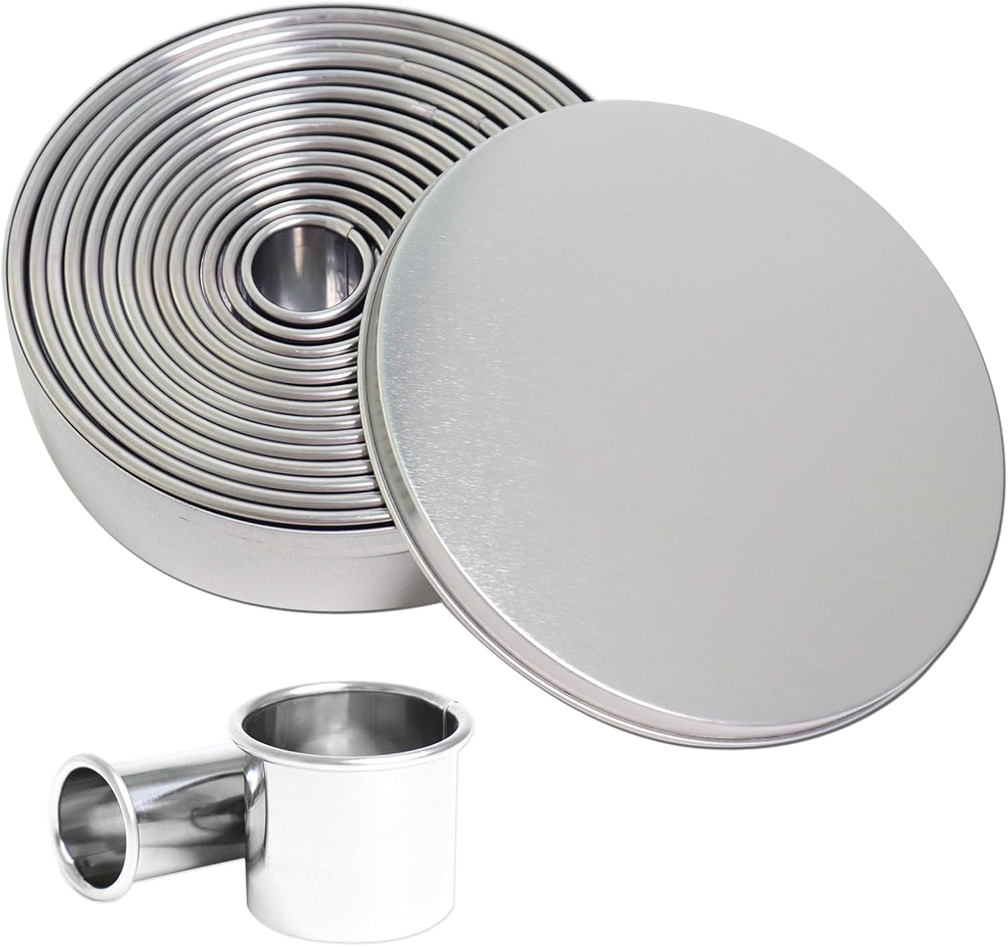 Round Biscuit Cutter Set, 12 Pack Circle Cookie Cutters | Stainless Steel Donut Cutter with Colorful Rubber Coating, Different Sizes for Dough, Fondant, Clay
