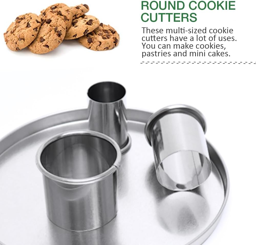 Round Biscuit Cutter Set, 12 Pack Circle Cookie Cutters | Stainless Steel Donut Cutter with Colorful Rubber Coating, Different Sizes for Dough, Fondant, Clay