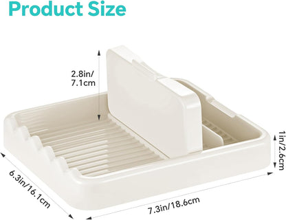Cream White Pot Lid Holder & Spoon Rest – Fits 7.8in, 9.8in, 11.8in Round Lids, Anti-Drip Design, Wave Slots, Includes Transparent Anti-Slip Stickers (1PCS)
