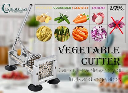 French Fry Cutter,Stainless Steel Potato Slicer,Professional Heavy Duty Potato Cutter,with 1/2-inch and 3/8-inch Blades for Potatoes,Carrots,Cucumbers,Onions