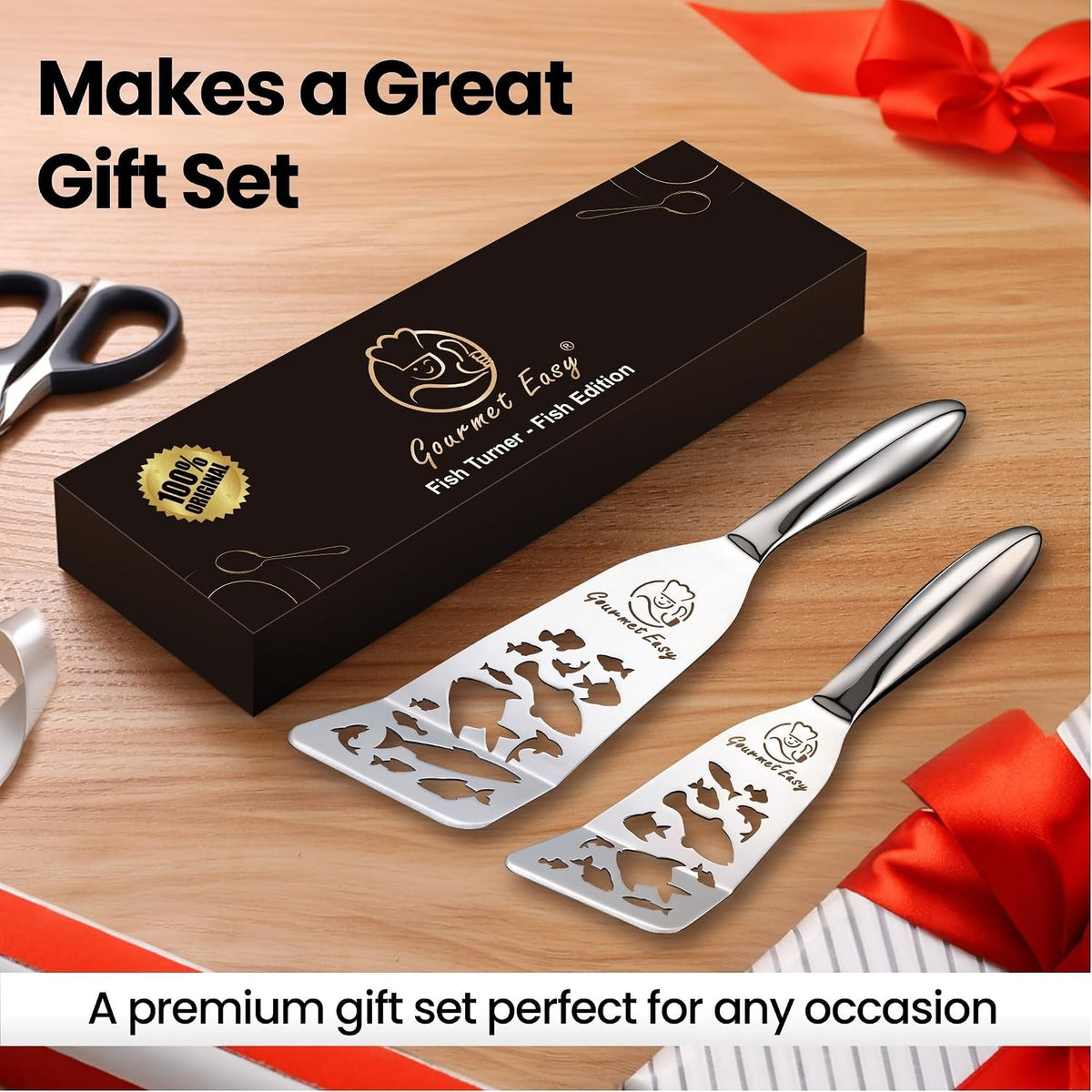 Fish Spatula Set, Ultra-Thin Edge for Easy Turning & Flipping
