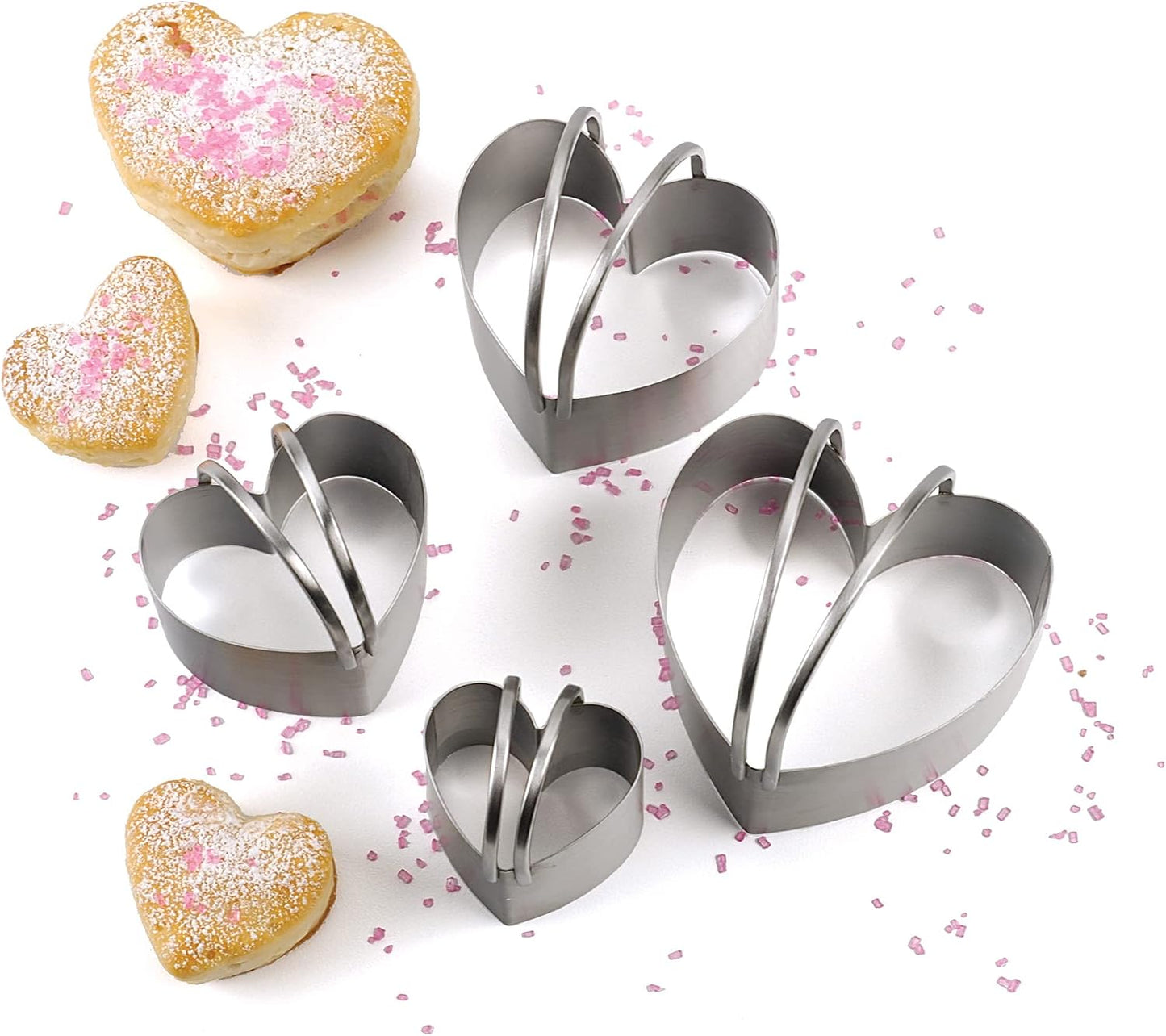 Endurance Round Biscuit Cutters - Stainless Steel, Set of 4 | Nest for Easy Storage | For Cutting Thick or Thin Dough | Professional | High Handle Arch