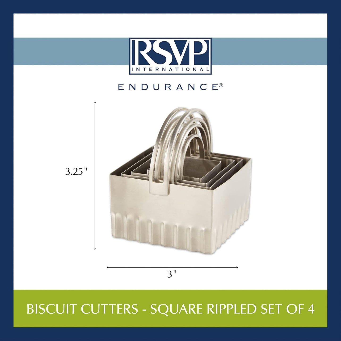 Endurance Round Biscuit Cutters - Stainless Steel, Set of 4 | Nest for Easy Storage | For Cutting Thick or Thin Dough | Professional | High Handle Arch