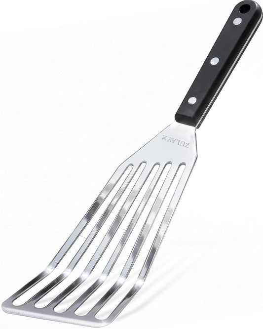 Stainless Steel Fish Turner Spatula - 12.4” Flexible Heat-Resistant Slotted Turner for Non-Stick Cookware - Rust-Proof, Durable & Dishwasher Safe Cooking Utensil for Everyday Use