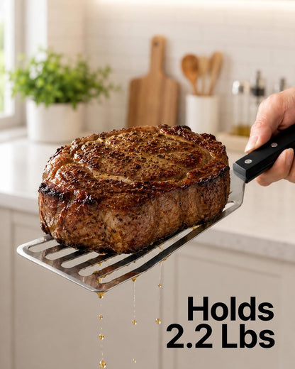 Stainless Steel Fish Turner Spatula - 12.4” Flexible Heat-Resistant Slotted Turner for Non-Stick Cookware - Rust-Proof, Durable & Dishwasher Safe Cooking Utensil for Everyday Use