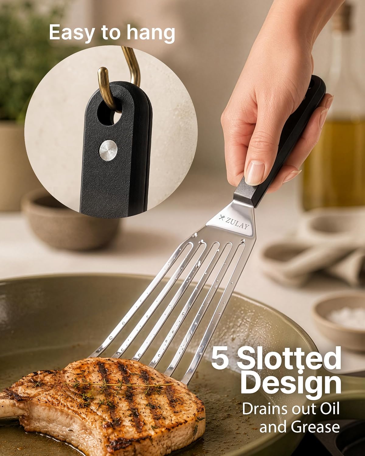 Stainless Steel Fish Turner Spatula - 12.4” Flexible Heat-Resistant Slotted Turner for Non-Stick Cookware - Rust-Proof, Durable & Dishwasher Safe Cooking Utensil for Everyday Use