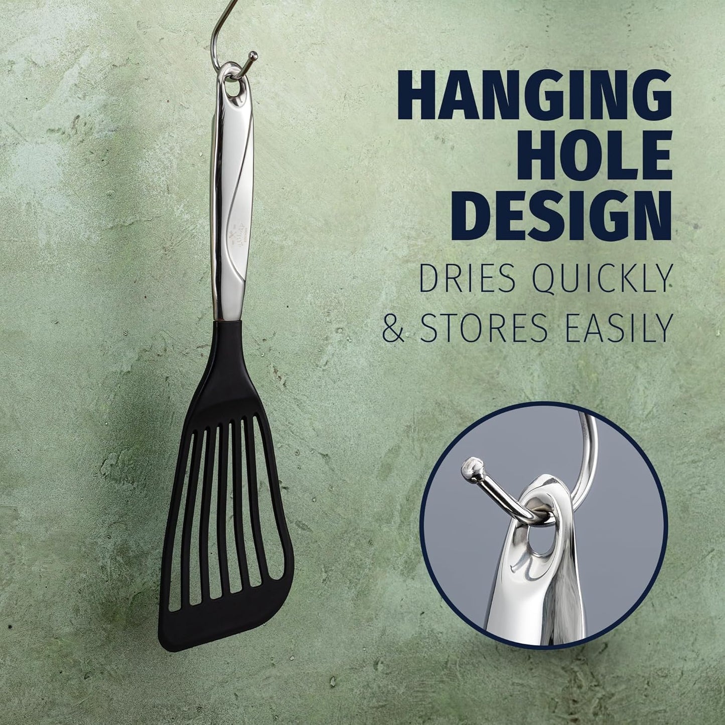 Stainless Steel Fish Turner Spatula - 12.4” Flexible Heat-Resistant Slotted Turner for Non-Stick Cookware - Rust-Proof, Durable & Dishwasher Safe Cooking Utensil for Everyday Use