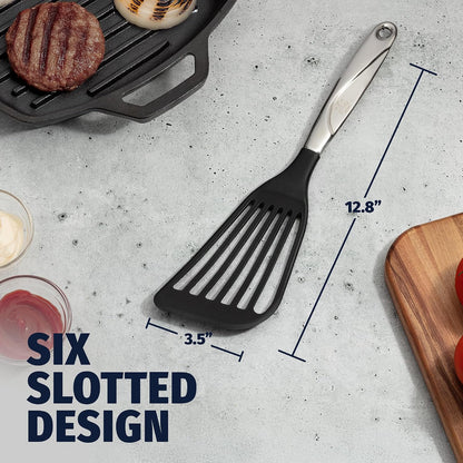 Stainless Steel Fish Turner Spatula - 12.4” Flexible Heat-Resistant Slotted Turner for Non-Stick Cookware - Rust-Proof, Durable & Dishwasher Safe Cooking Utensil for Everyday Use