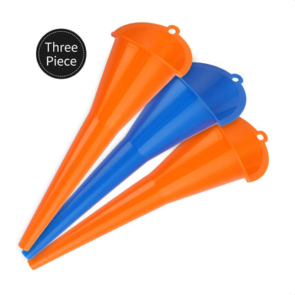 Oil Funnel 3-Pack, Multi Function Plastic Long Neck Oil Funnel - for All Automotive Oils Lubricants Engine Oils Water Diesel Fuel Kerosene