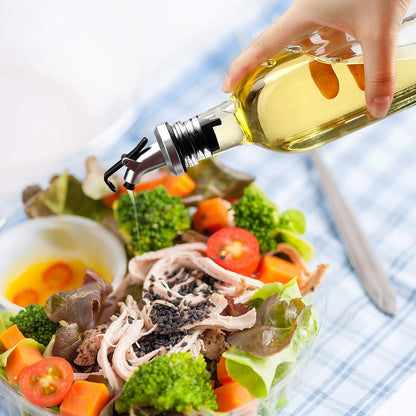 4 Pack 17oz Olive Oil Dispenser Bottles, 500ml Clear Glass Vinegar Cruet with Pourers and Funnel for Kitchen