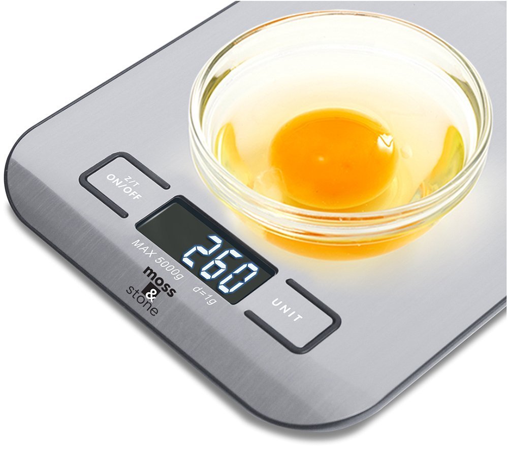 Moss and Stone Digital Kitchen Scale Food Multifunction Accuracy Digital Scale LCD Display 11 Lb 5 Kg, Food Scales Digital Weight Grams and Oz, Baking Scale, Stainless Steel Small Food Scale