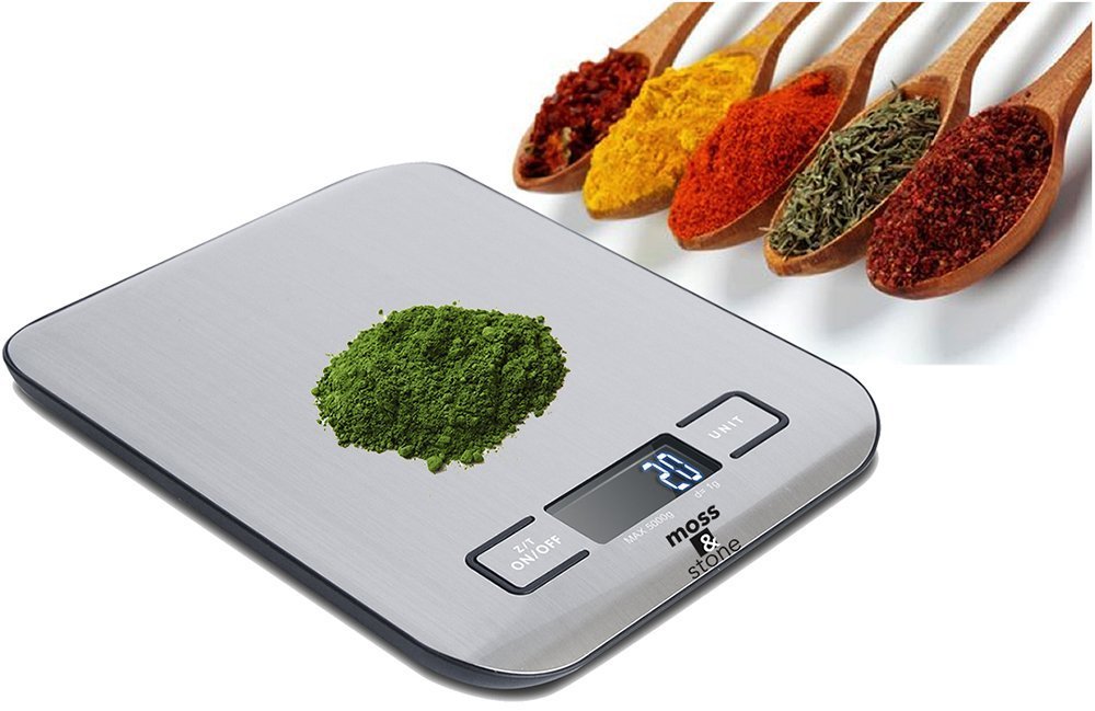 Moss and Stone Digital Kitchen Scale Food Multifunction Accuracy Digital Scale LCD Display 11 Lb 5 Kg, Food Scales Digital Weight Grams and Oz, Baking Scale, Stainless Steel Small Food Scale
