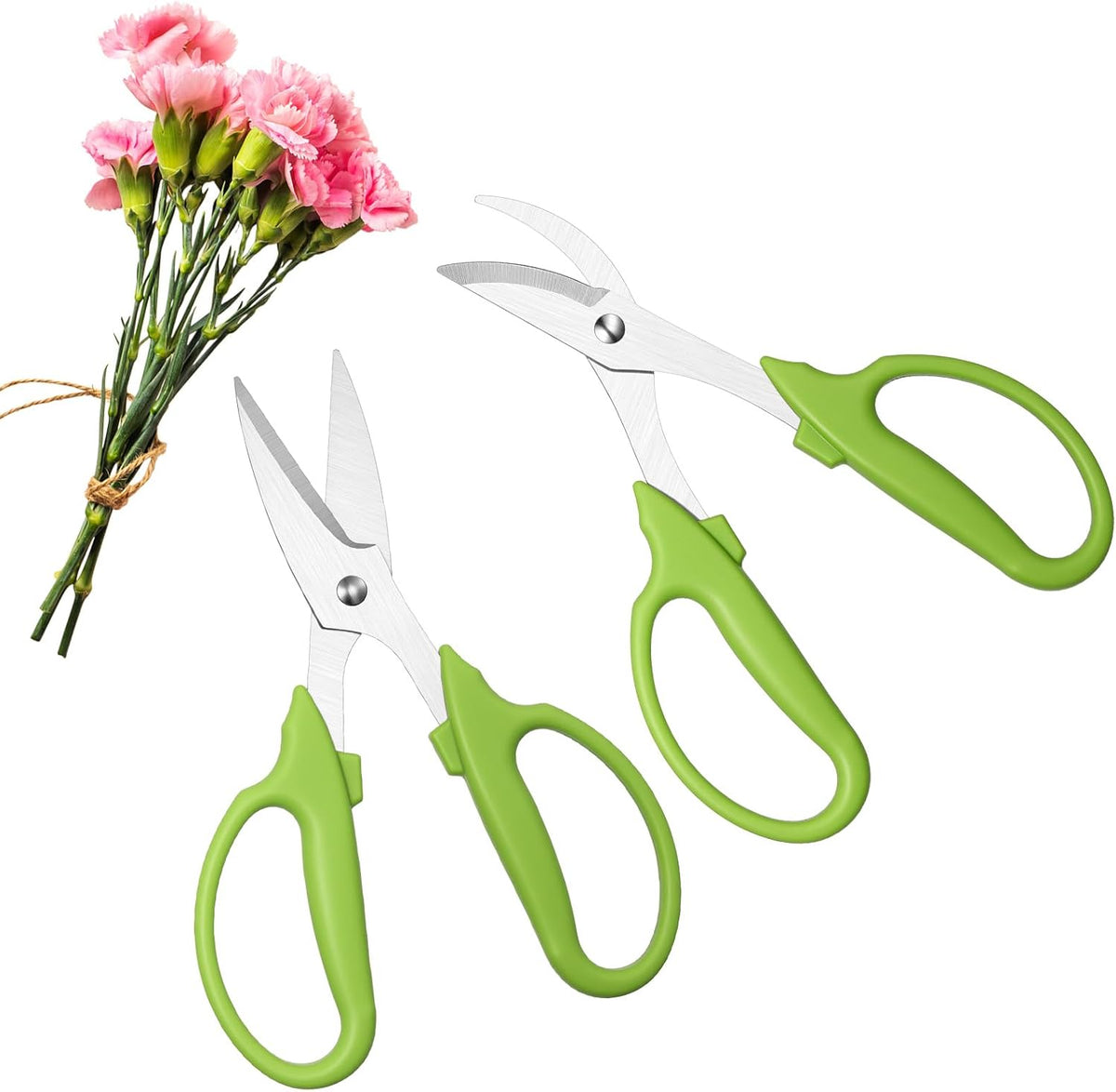 2 Pcs Garden Scissors Shears Trimming Scissors Pruning Floral Shears for Herb Flowers Plants with Straight and Curved Blade for Gardening (Curved,Straght)