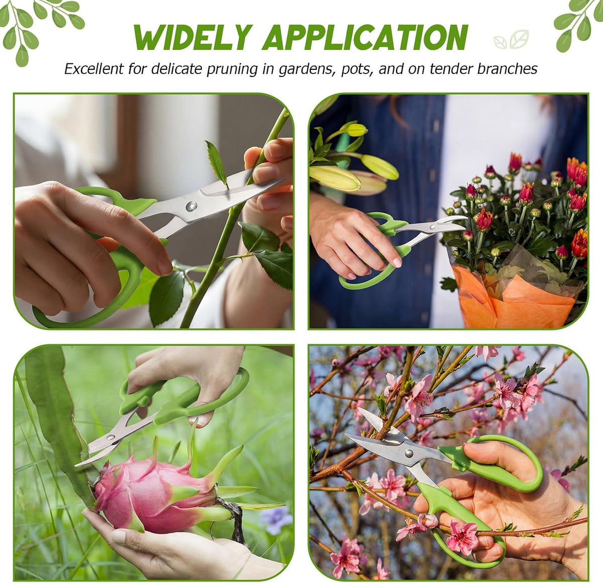 2 Pcs Garden Scissors Shears Trimming Scissors Pruning Floral Shears for Herb Flowers Plants with Straight and Curved Blade for Gardening (Curved,Straght)