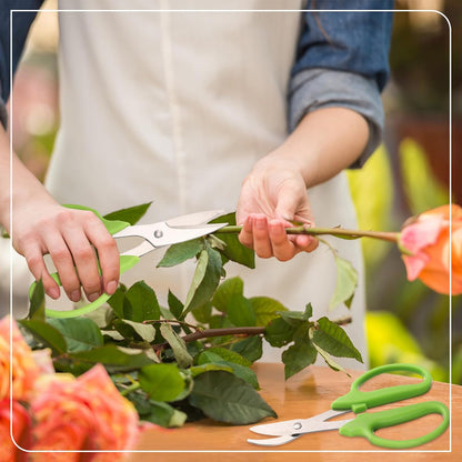 2 Pcs Garden Scissors Shears Trimming Scissors Pruning Floral Shears for Herb Flowers Plants with Straight and Curved Blade for Gardening (Curved,Straght)