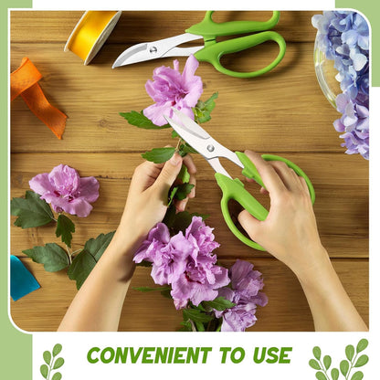 2 Pcs Garden Scissors Shears Trimming Scissors Pruning Floral Shears for Herb Flowers Plants with Straight and Curved Blade for Gardening (Curved,Straght)