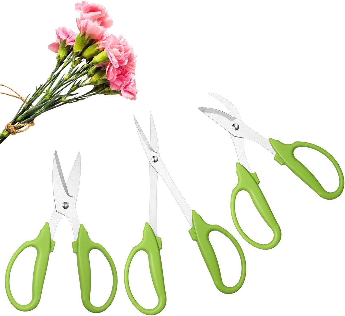 2 Pcs Garden Scissors Shears Trimming Scissors Pruning Floral Shears for Herb Flowers Plants with Straight and Curved Blade for Gardening (Curved,Straght)