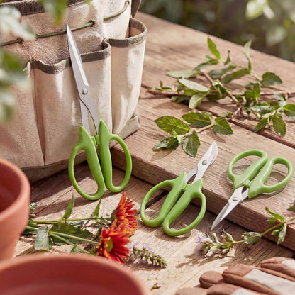 2 Pcs Garden Scissors Shears Trimming Scissors Pruning Floral Shears for Herb Flowers Plants with Straight and Curved Blade for Gardening (Curved,Straght)