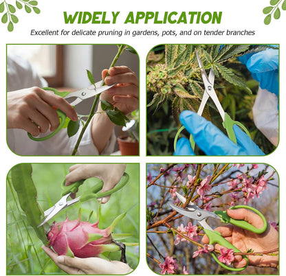 2 Pcs Garden Scissors Shears Trimming Scissors Pruning Floral Shears for Herb Flowers Plants with Straight and Curved Blade for Gardening (Curved,Straght)