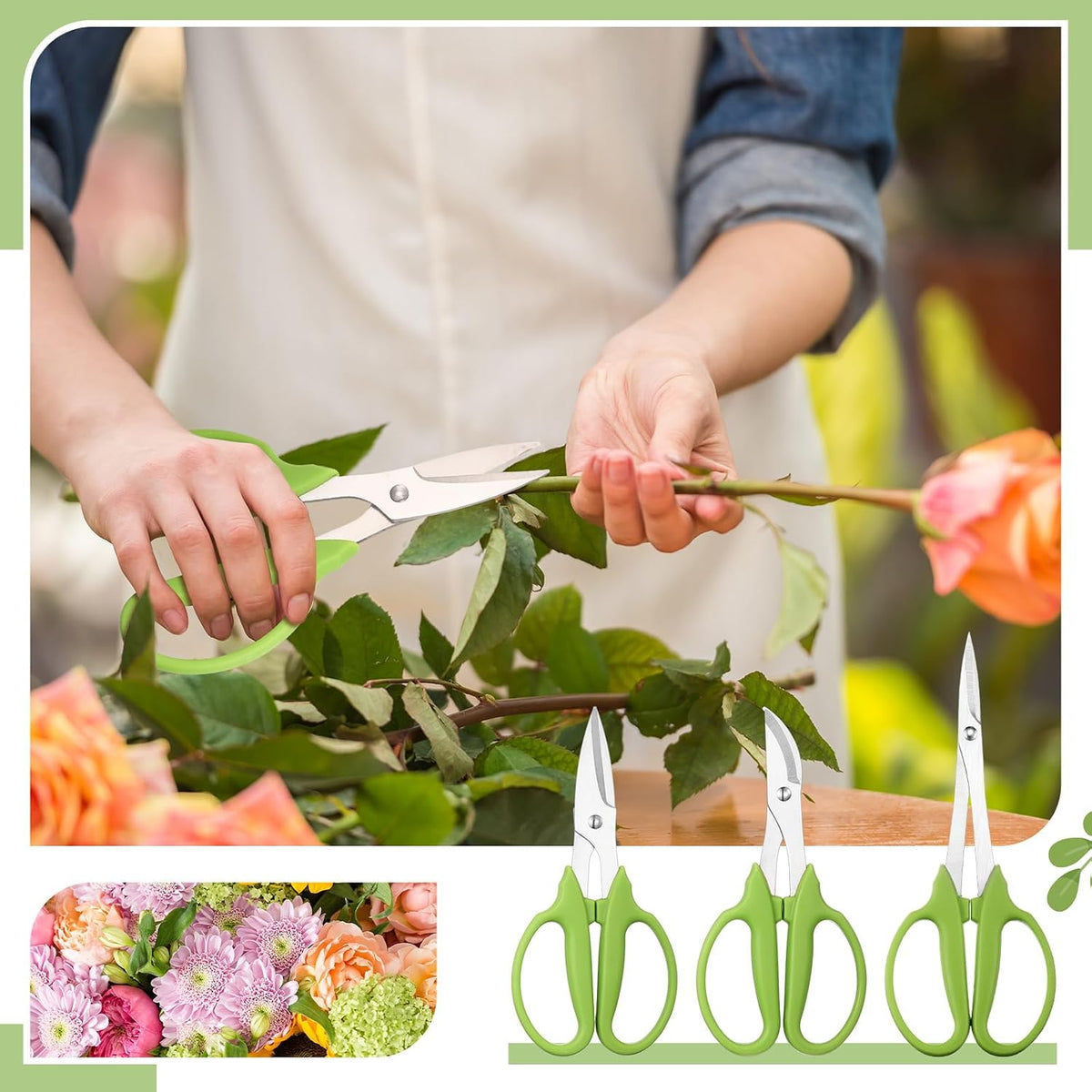 2 Pcs Garden Scissors Shears Trimming Scissors Pruning Floral Shears for Herb Flowers Plants with Straight and Curved Blade for Gardening (Curved,Straght)