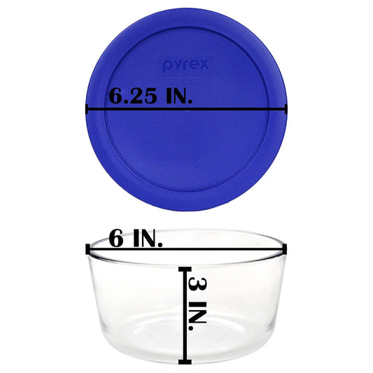 7201 (4-Cup) Glass Bowls & Cadet Blue Lids (4-Pack) - Made in USA | Tempered Construction | BPA-Free Plastic | Freezer Safe | Top-Rack Dishwasher Safe | Meal Prep & Kitchen Organization