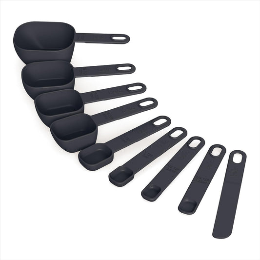 9-Piece Nested Measuring Cups & Spoons Set, Stackable, 4 Cups, 4 spoons, 1 Leveler, Non-slip handles, Kitchen Cooking Baking Measuring Set, BPA Free, Dishwasher Safe, Slate