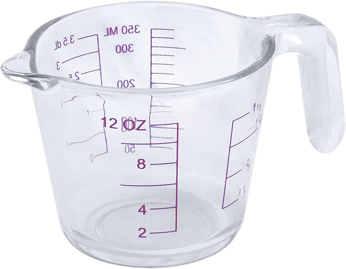 Glass Measuring Cup, 1.5 Cup or 12 Ounce Capacity, Use with Dry or Liquid Ingredients, Essential Kitchen Tool, Microwave, Freezer and Dishwasher Safe, BPA-Free