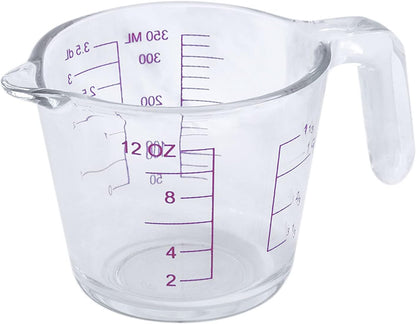 Glass Measuring Cup, 1.5 Cup or 12 Ounce Capacity, Use with Dry or Liquid Ingredients, Essential Kitchen Tool, Microwave, Freezer and Dishwasher Safe, BPA-Free
