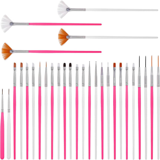 30 PCS Cake Decorating Brushes, Cookie Paint Brushes, Food Safe Paint Brush Set, Multi Function Fondant Cookie Icing Pastry Brush, DIY Painting Tool For Baking Craft, Pink and White