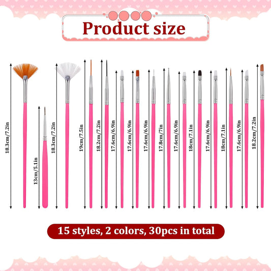 30 PCS Cake Decorating Brushes, Cookie Paint Brushes, Food Safe Paint Brush Set, Multi Function Fondant Cookie Icing Pastry Brush, DIY Painting Tool For Baking Craft, Pink and White