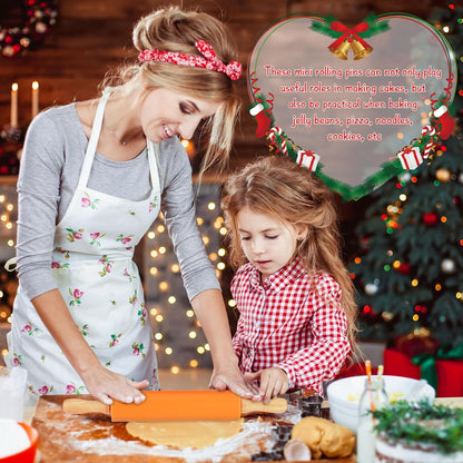 6 Pcs Small Rolling Pin Kids 12 Inch Mini Silicone Rolling Pin for Baking Non Stick Kids Dough Roller with Wooden Handle for Kitchen Cookie Pastry Fondant Cake 6 Colors