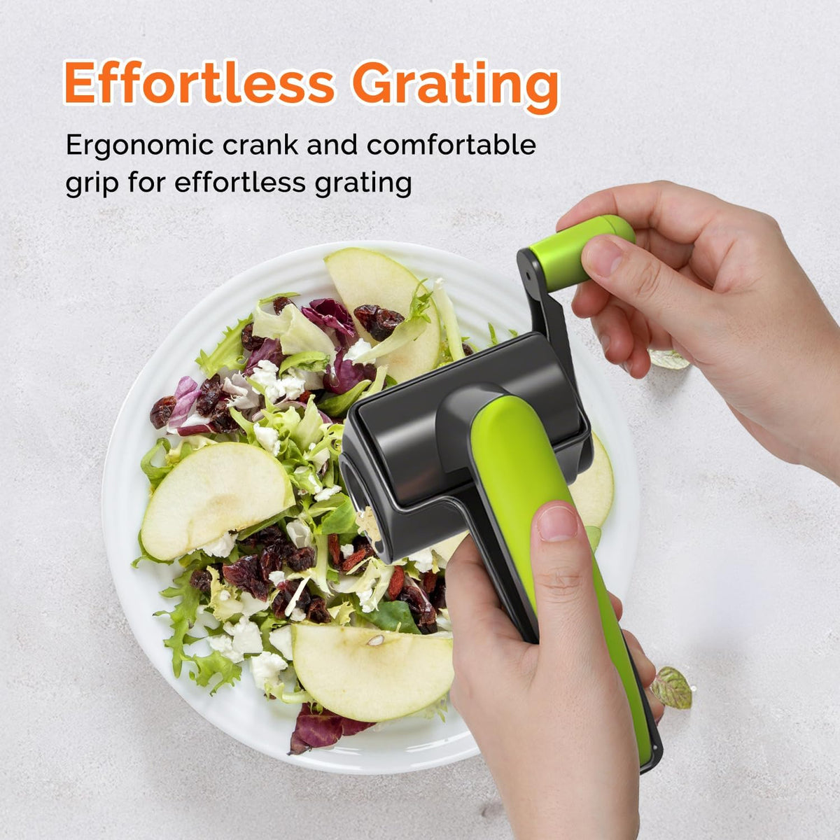 Patented Handheld Parmesan Cheese Grater with 2 Rotary Drums, White