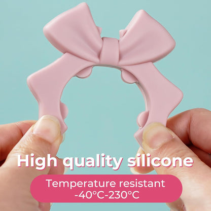 Bow Spoon Holder Cute Spoon Rest for Stove Top, Steam Releaser & Lid Lifter – Heat Resistant Silicone Cooking Gadget, Cute Kitchen Accessories, Gift for Home Cooks