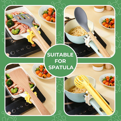 Bow Spoon Holder Cute Spoon Rest for Stove Top, Steam Releaser & Lid Lifter – Heat Resistant Silicone Cooking Gadget, Cute Kitchen Accessories, Gift for Home Cooks
